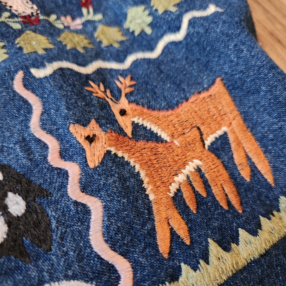 Vintage Casey Coleman Noah's Ark Animals Denim Vest 2X India - Picture 6 of 12